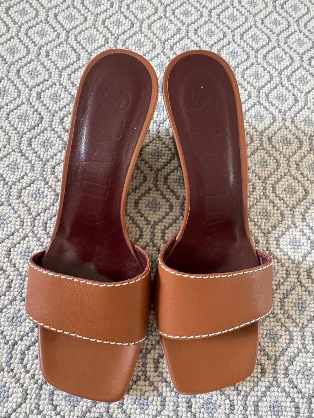 STAUD Brown Wedge Mule Sandals
